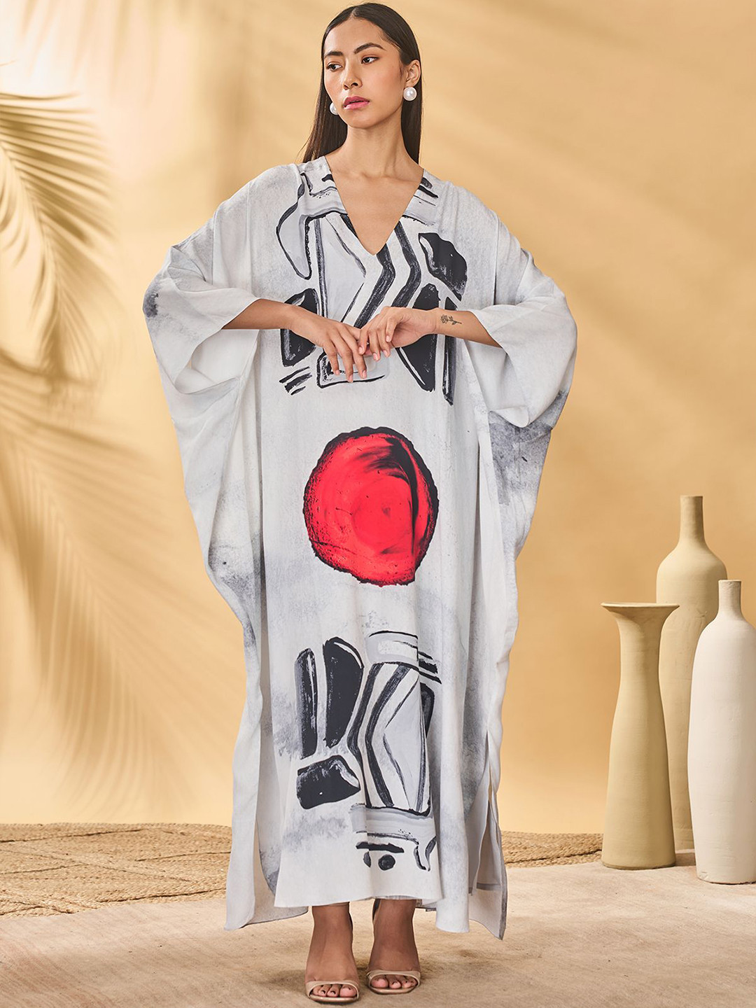 Masaba White Noise Printed Kaftan Dress