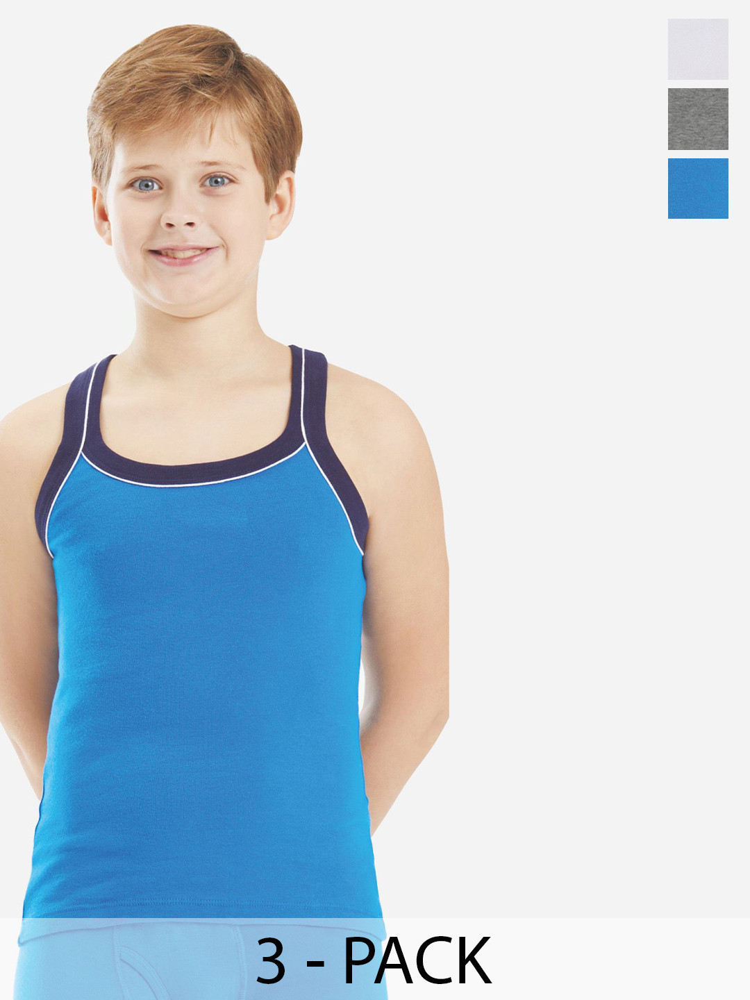 Bodycare Kids Boys Pack Of 2 Soft Breathable Cotton Rib Vests KGA2014GRWH-83