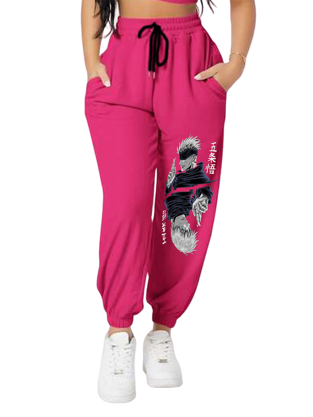 SAAHASAM Women Satoru Gojo Print Relaxed Slim Fit Joggers