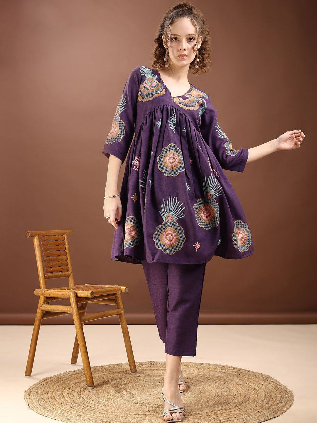 Tikhi Imli Embroidered Alia-Cut Tunic With Trouser Co-Ords