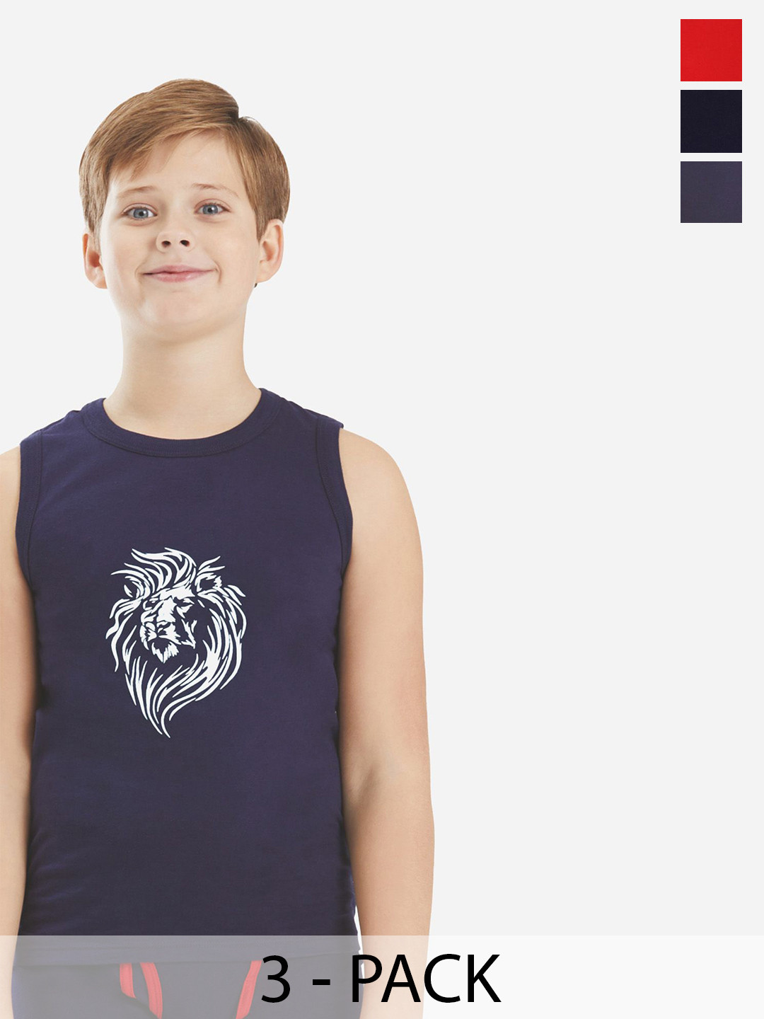 Bodycare Kids Boys Pack Of 2 Soft Breathable Cotton Rib Undershirts Vests KGA2016NVRD-60