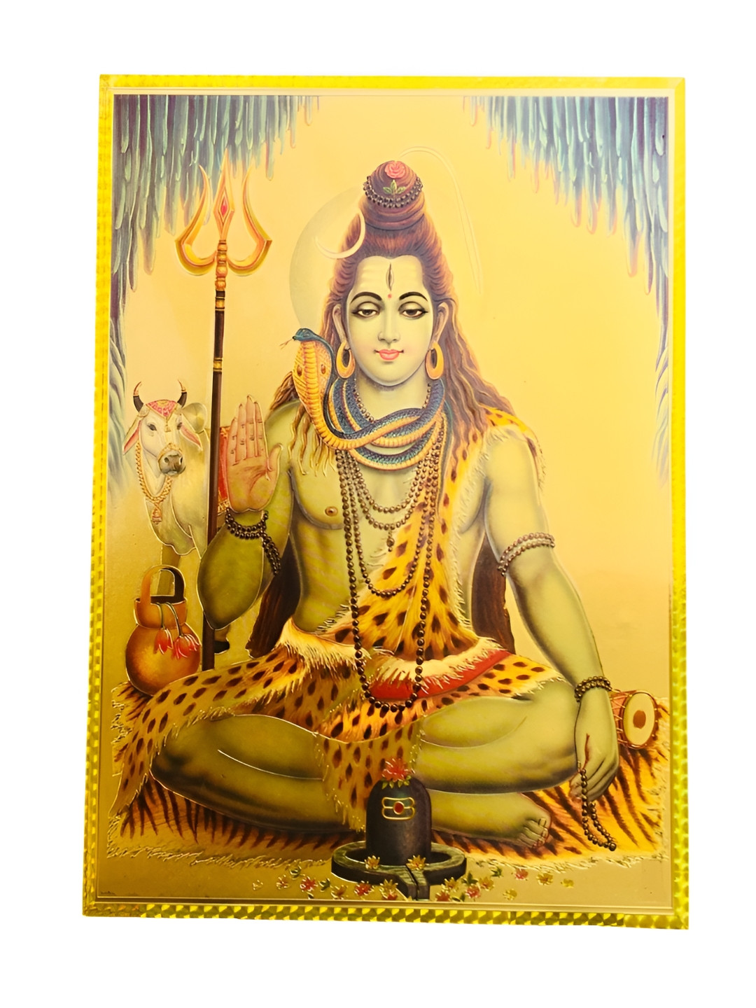 SHOP BY ROOM Lord Shiva Wood Glossy Hanging Pooja Room Spiritual Wall Decor-12In