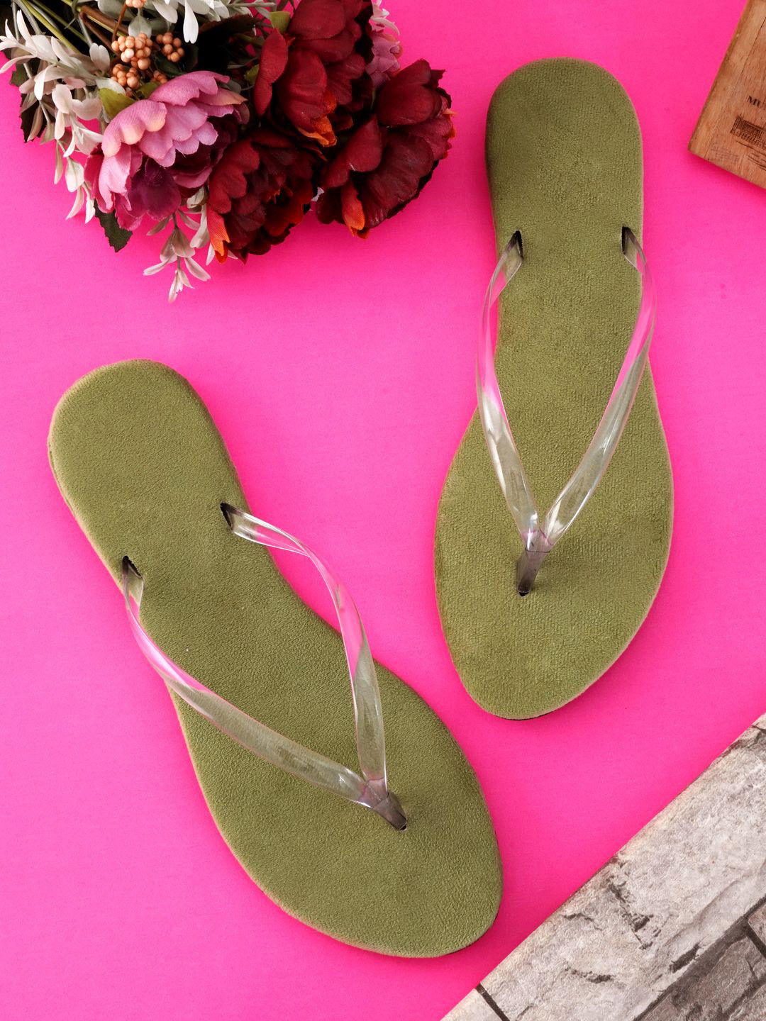 Zoyi Women Transparent V-Shape Open Toe Flats