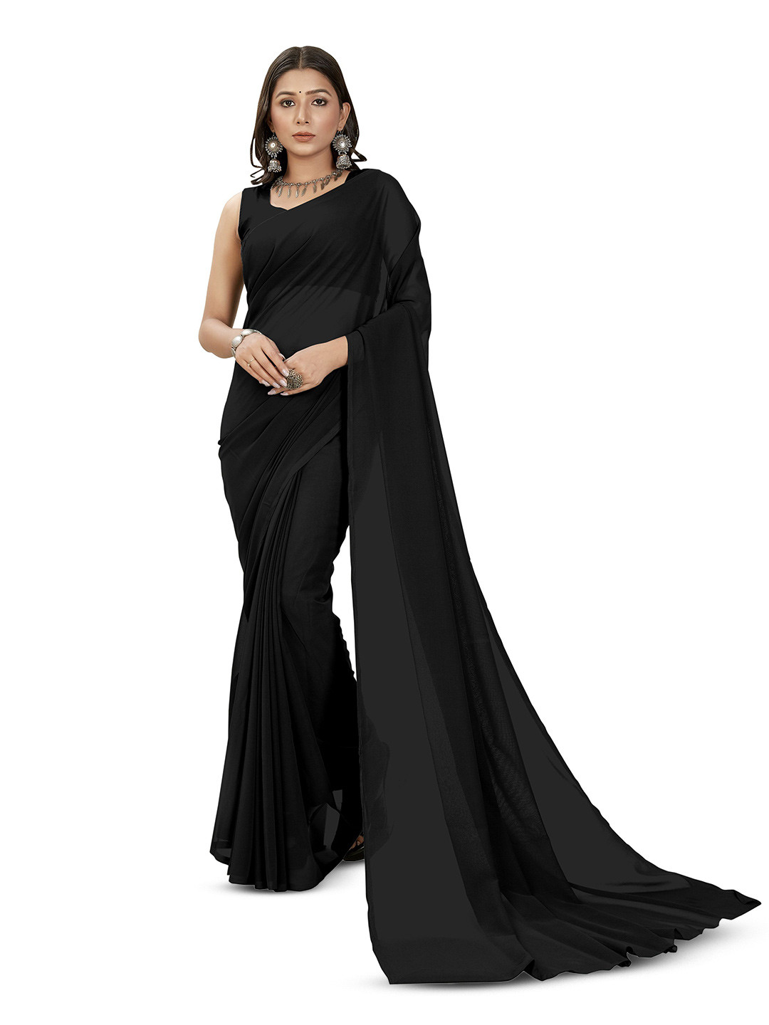 Moda Rapido Plain Georgette Saree
