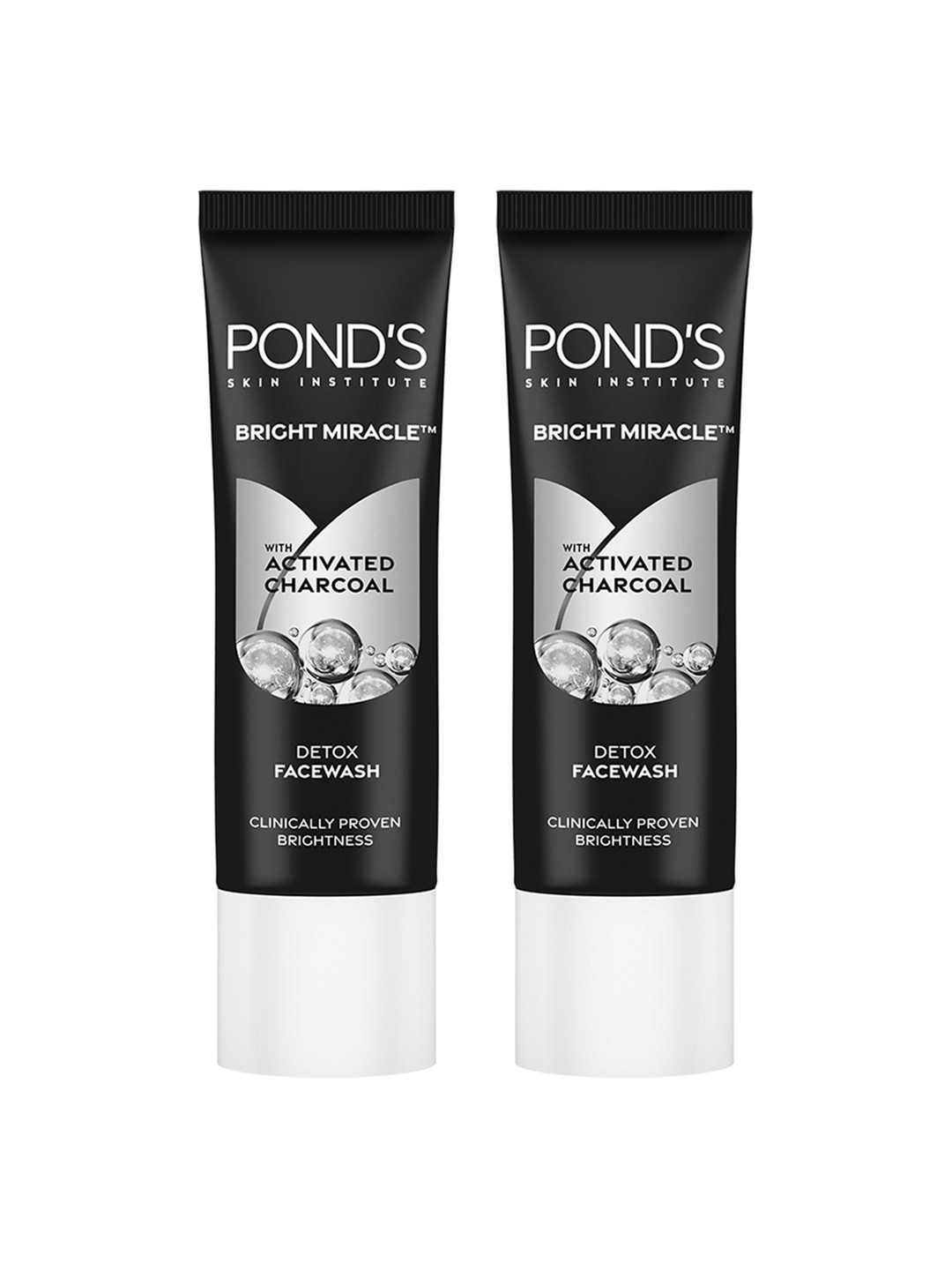 Ponds Set Of 2 Bright Miracle Detox Facewash With Charcoal - 15g Each