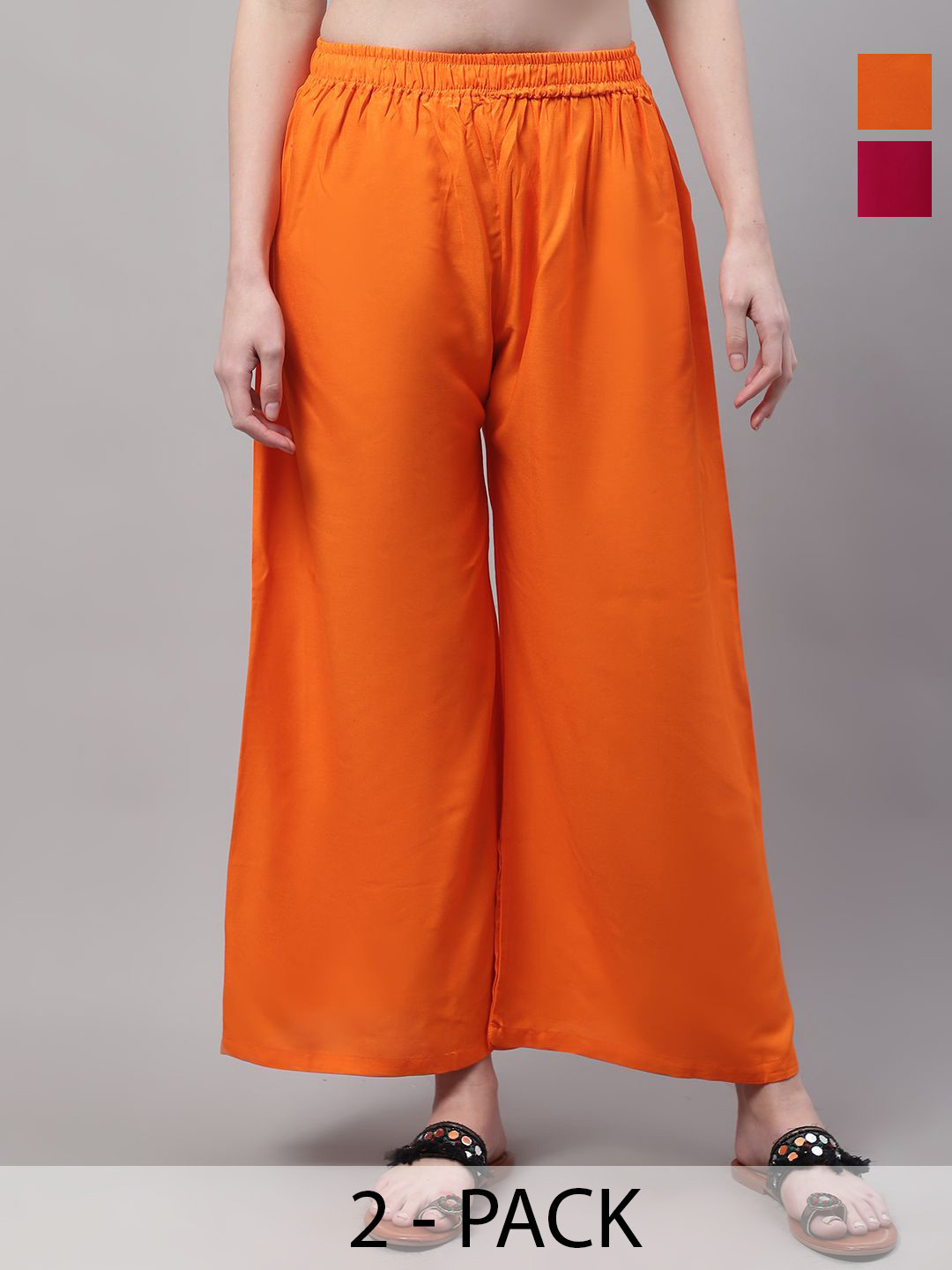 Valles365 by S.C. Women Pack of 2 Solid Flared Regular Ethnic Palazzos