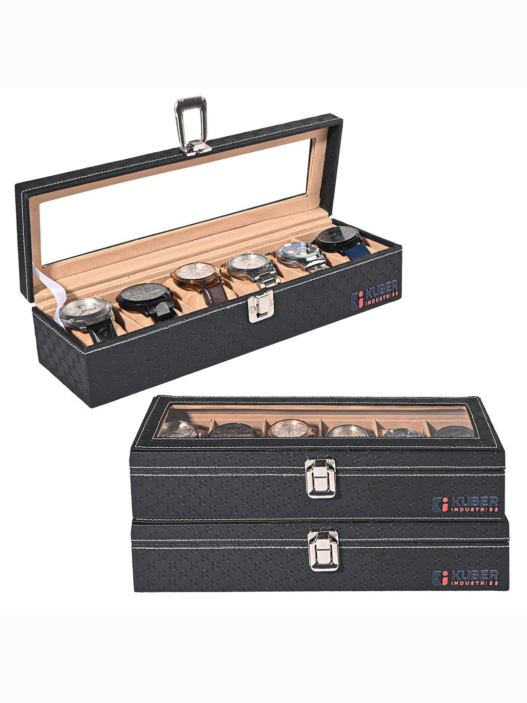Kuber Industries 3 Pieces 6 Slots Wrist Watch Organiser Box