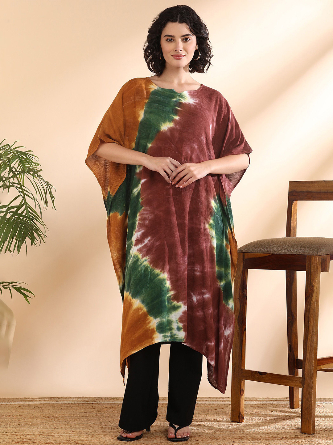 CORSICA Tie and Dye Dyed Kimono Sleeves Kaftan Kurta