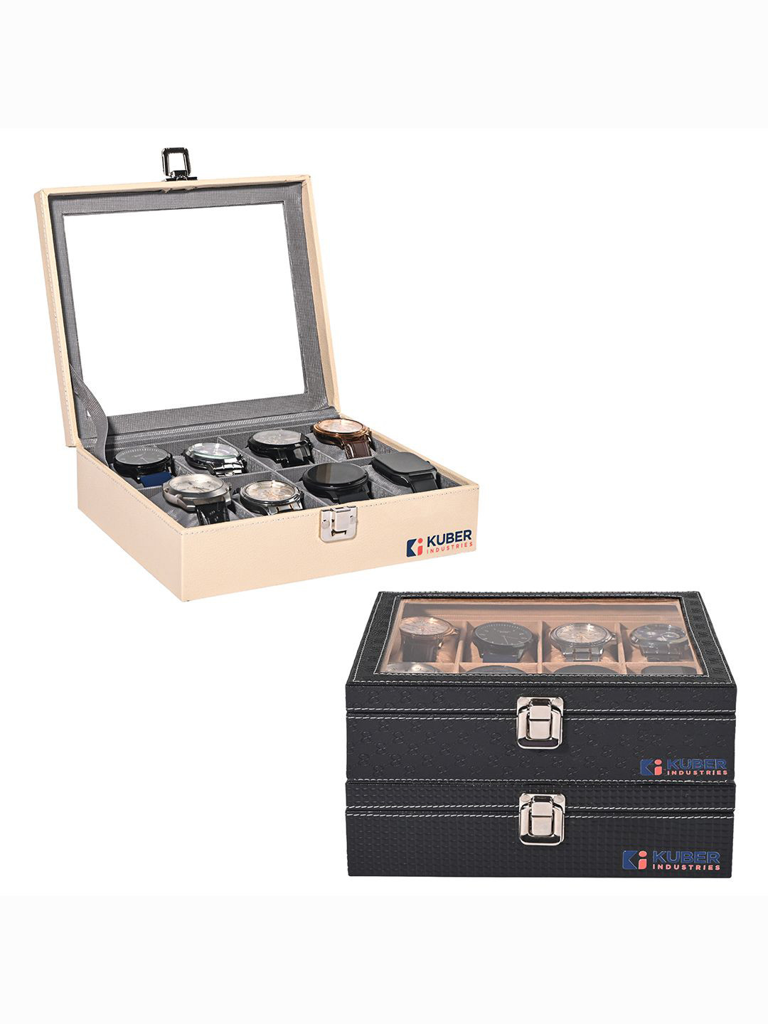 Kuber Industries 3-Pcs 6 Slots Wrist Watch Organiser Box