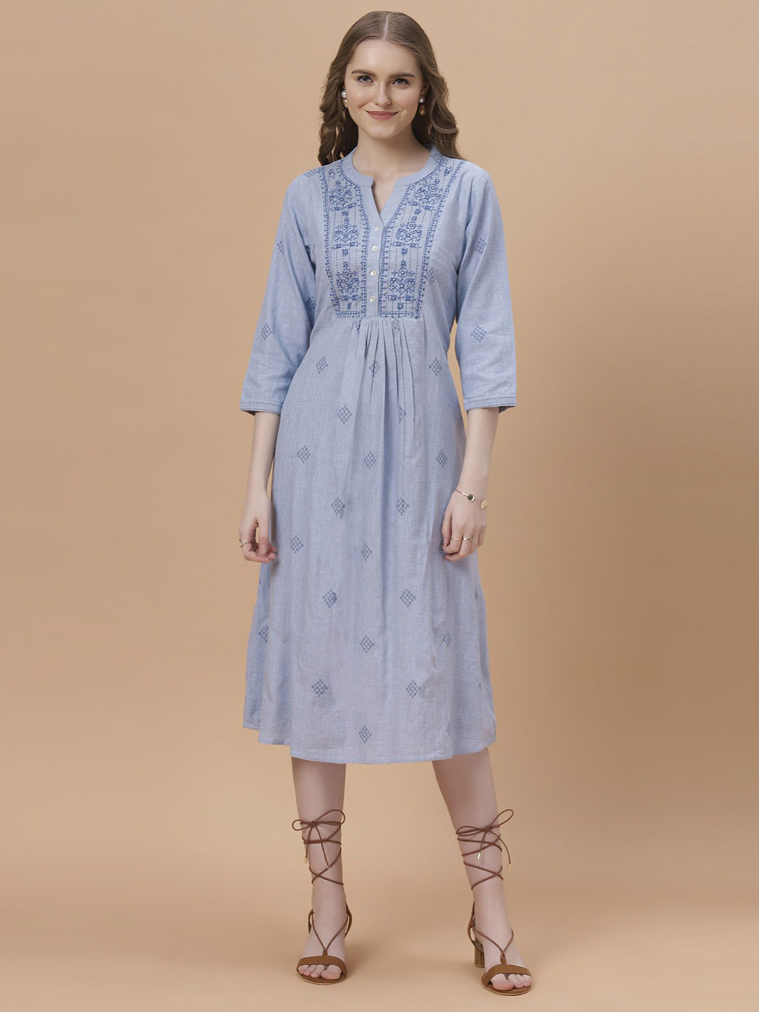 FANTASIA Women Ethnic Motifs Printed Fit & Flare Midi Dress