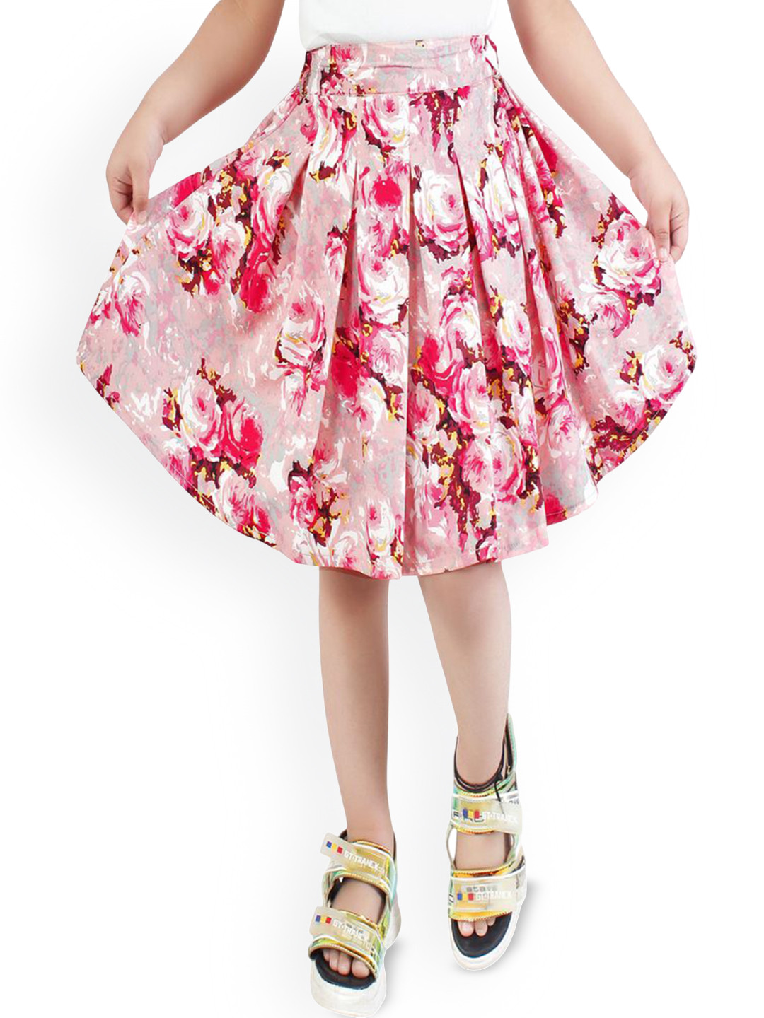Alisha Moda Girls Printed Flared Knee Length Skirt