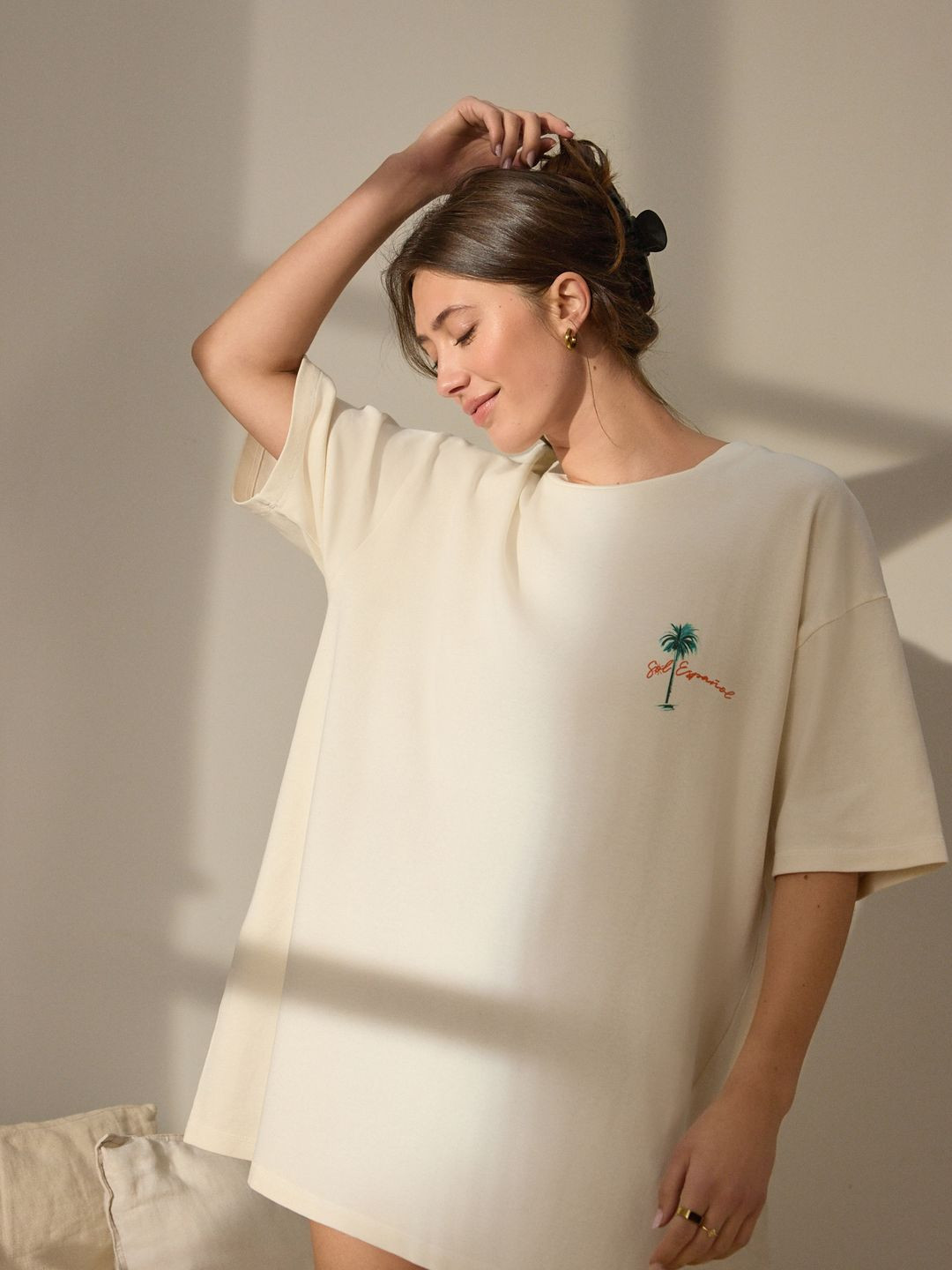 NEXT Pure Cotton Graphic Printed Oversized Nightdress