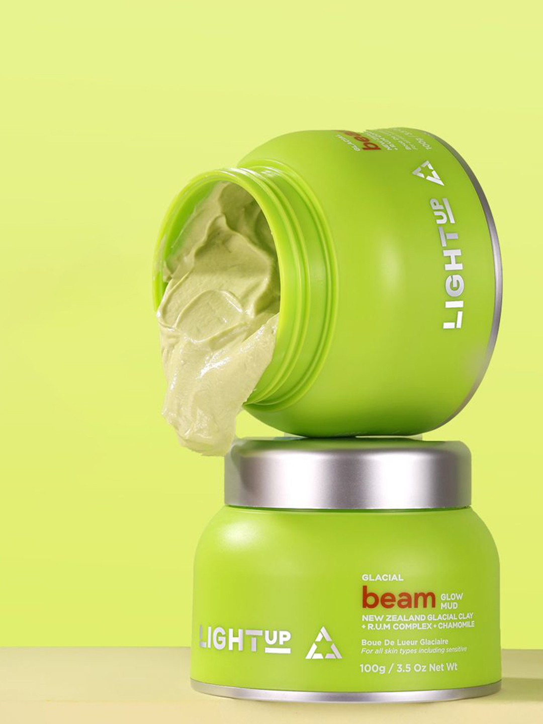 LIGHT UP Beauty Beam Green Clay Mask For Face With Rose & Jasmine For Glowing Skin-100 g