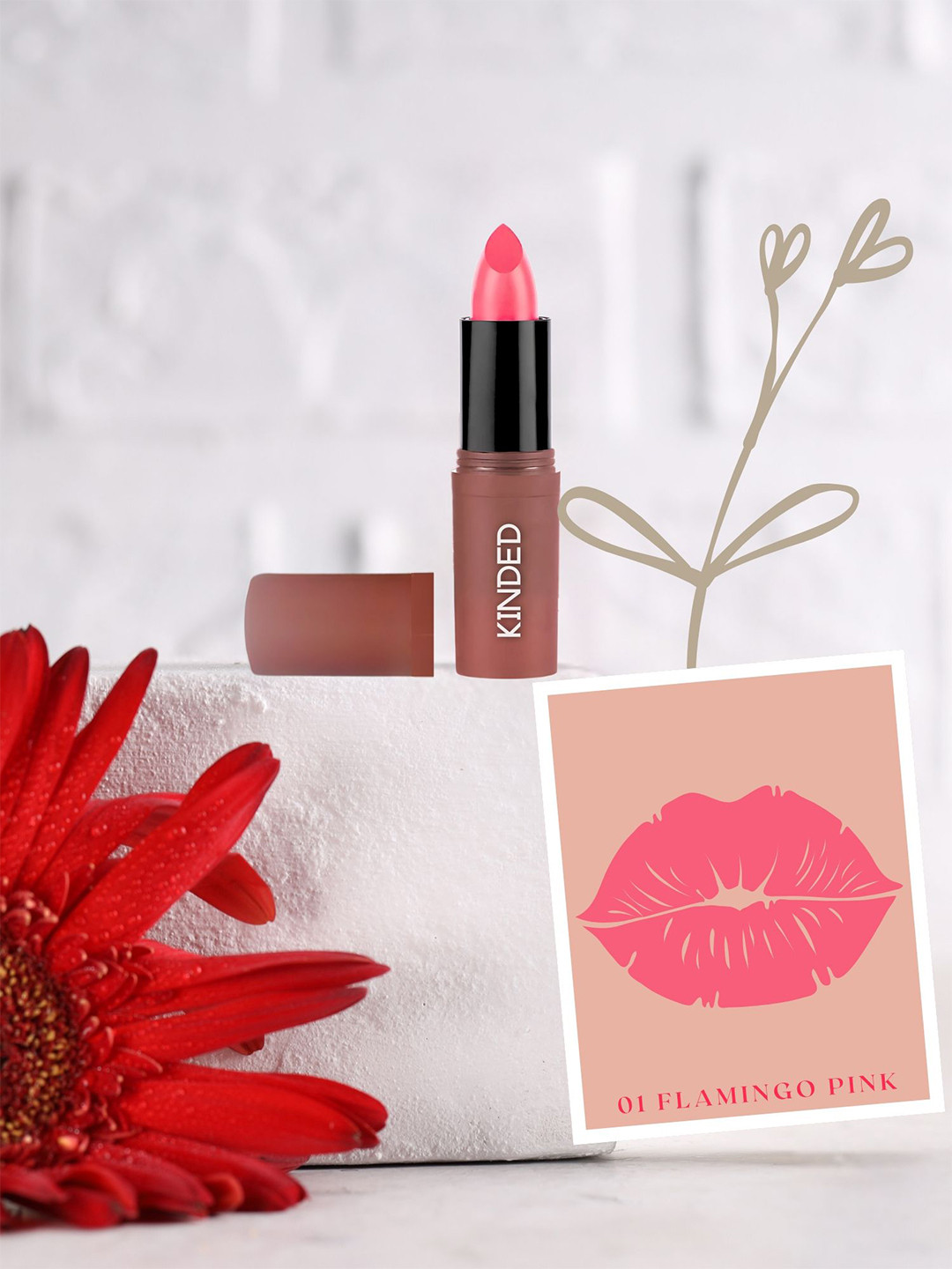 KINDED Satin Saga Creamy Satin Finish Lipstick With Vitamin E- 3.8 g- Flamingo Pink 01