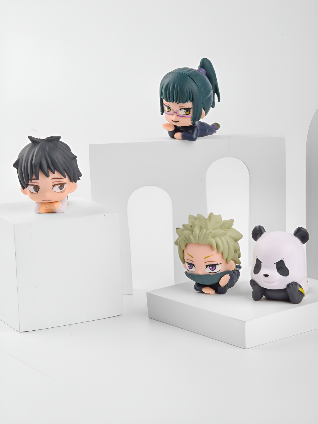 COMICSENSE 2nd Year Sorcerers Kawaii White Plastic Glossy Living Room Set of 4 Small Showpieces - 1.8 Inches