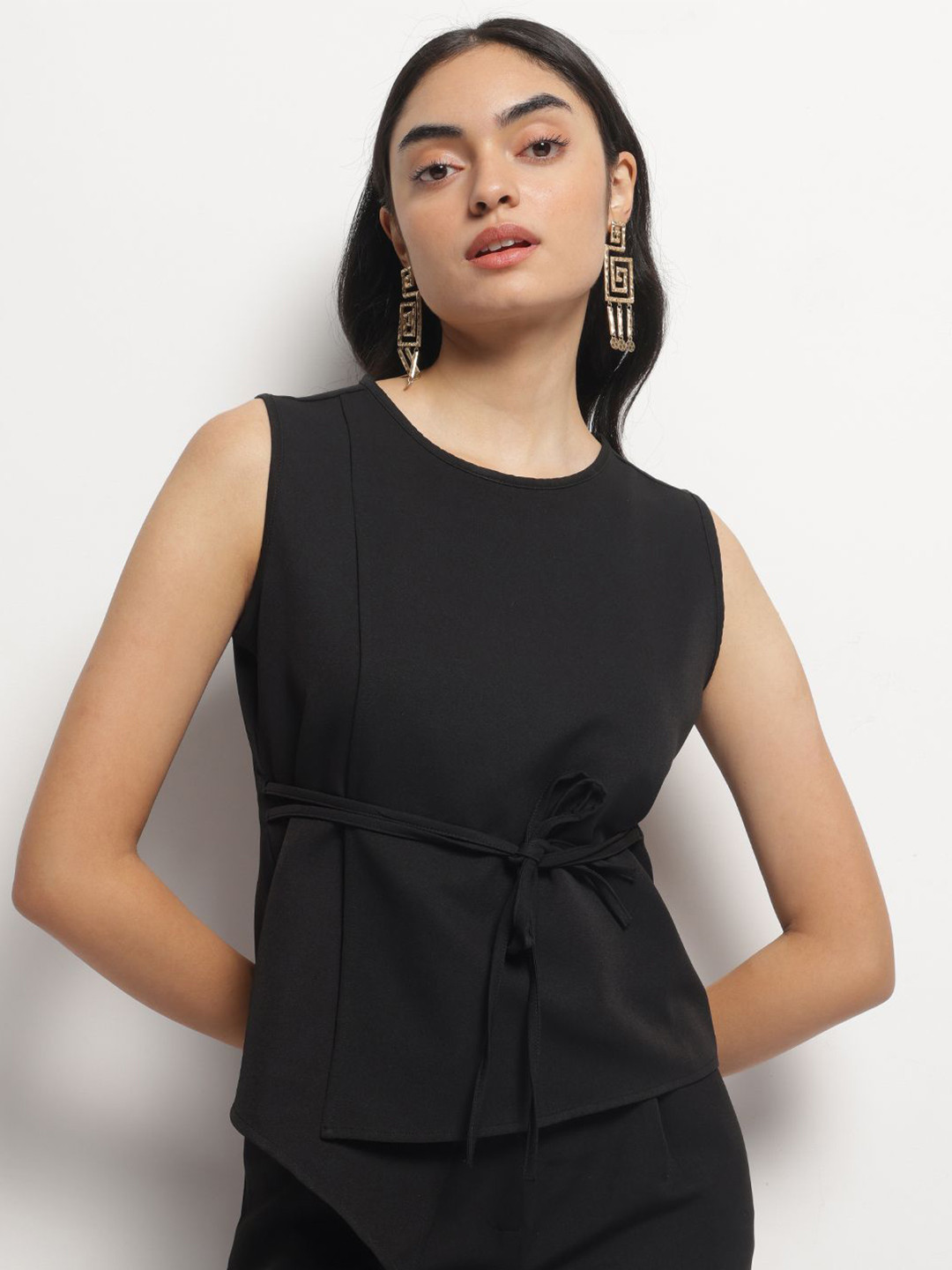 Strong And Brave Women Solid Cinched Waist Top
