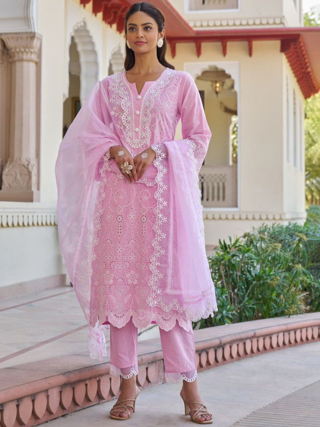 AUTUMN LANE Women Anumeha Rouge Embroidery Kurta Sets