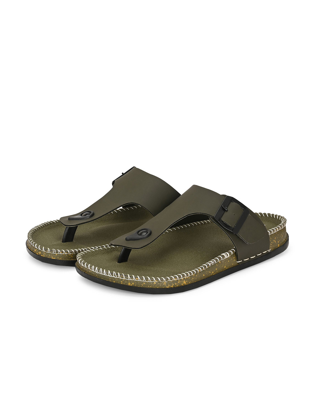 BOLTAGO Men Synthetic Leather Buckle Comfort Sandals