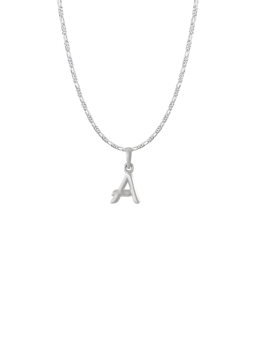 AKSHAT SAPPHIRE Men 925 Sterling Silver A Alphabet Pendant with Figaro Chain