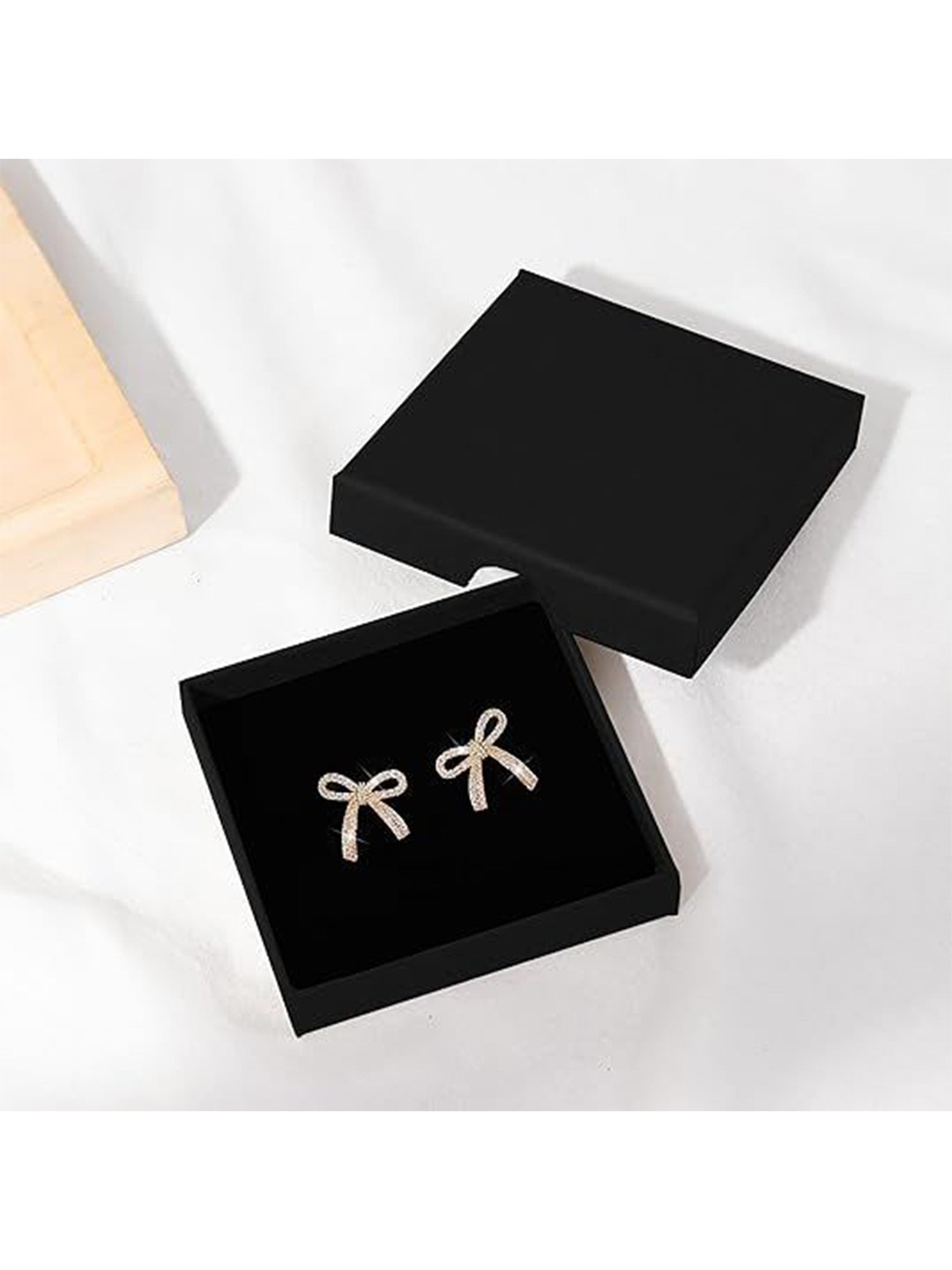 HOUSEOFTRENDZZ Stainless Steel Gold-Plated Artificial Stones Studded Contemporary Studs