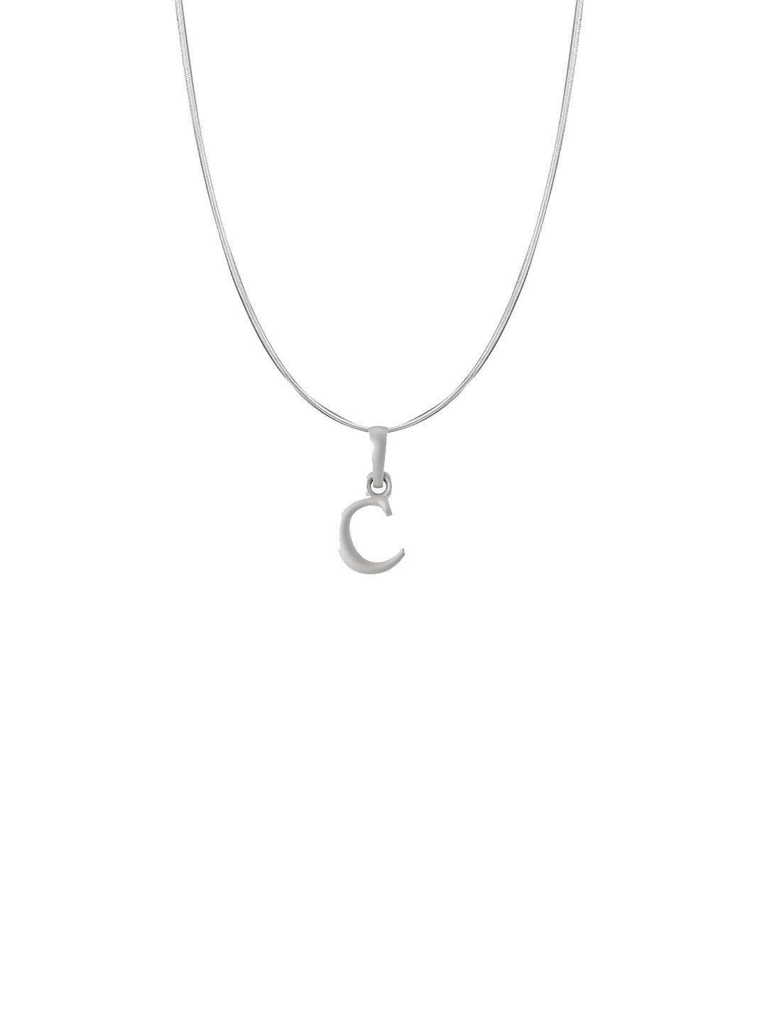 AKSHAT SAPPHIRE Men 925 Sterling Silver C Alphabet Pendant with Snake Chain