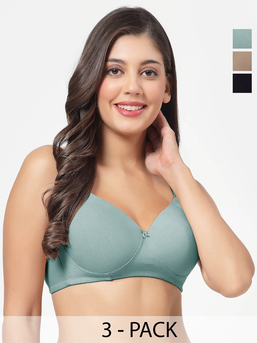 SHYAM SONS FLAIR Pack Of 3 Lightly Padded Non-Wired Full Coverage Seamless Bra