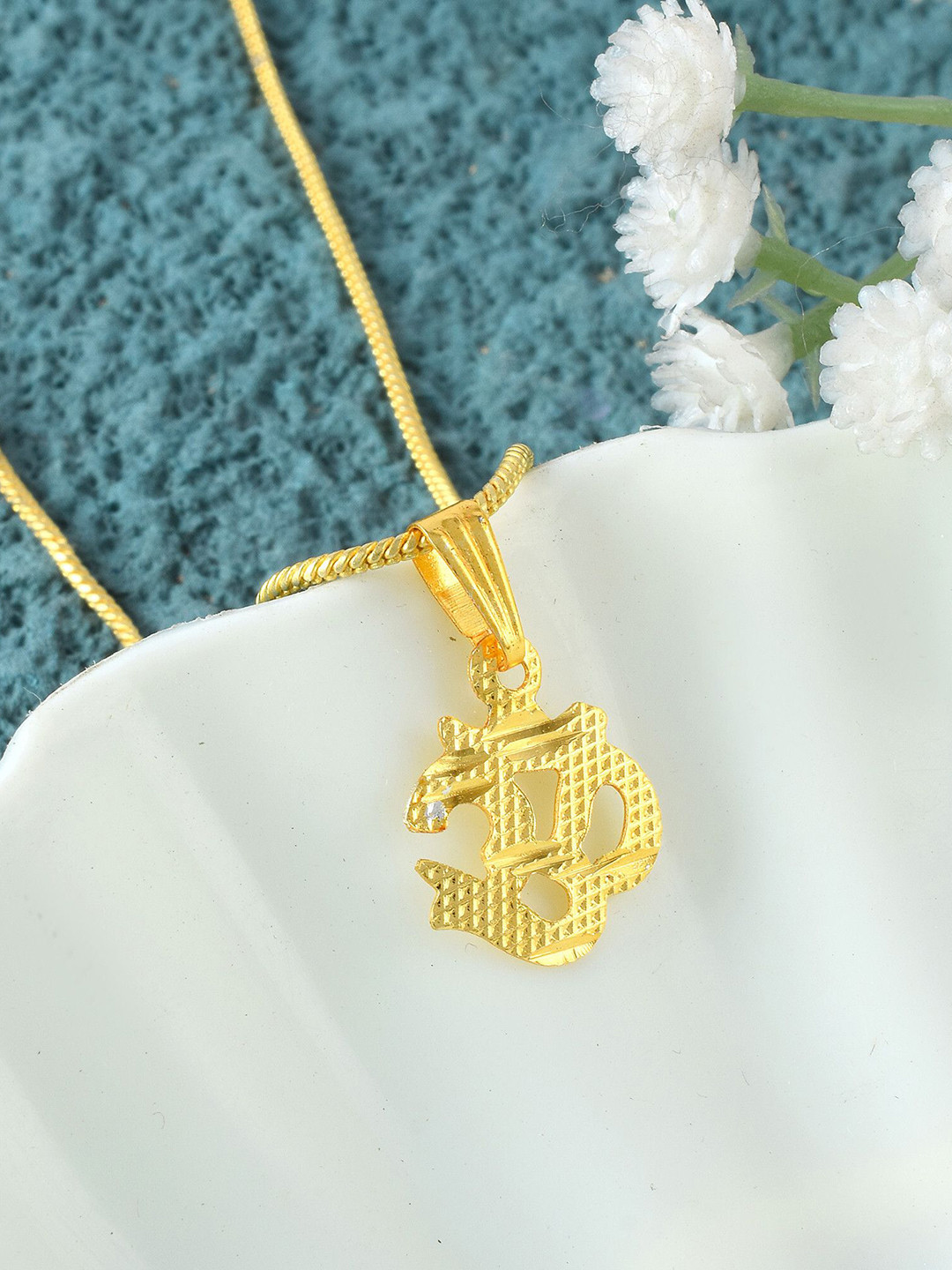 ADMIER Unisex Gold-Plated Om Pendant with Chain