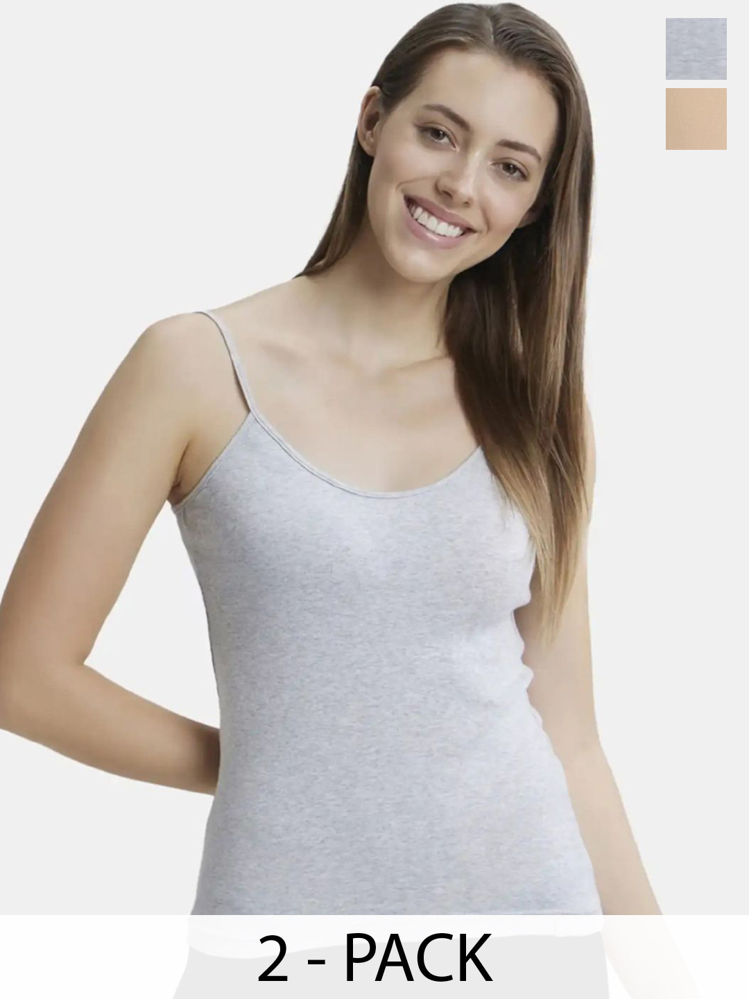Jockey Pack of 2 Cotton Rib Camisole with Adjustable Straps and StayFresh Treatment -1487