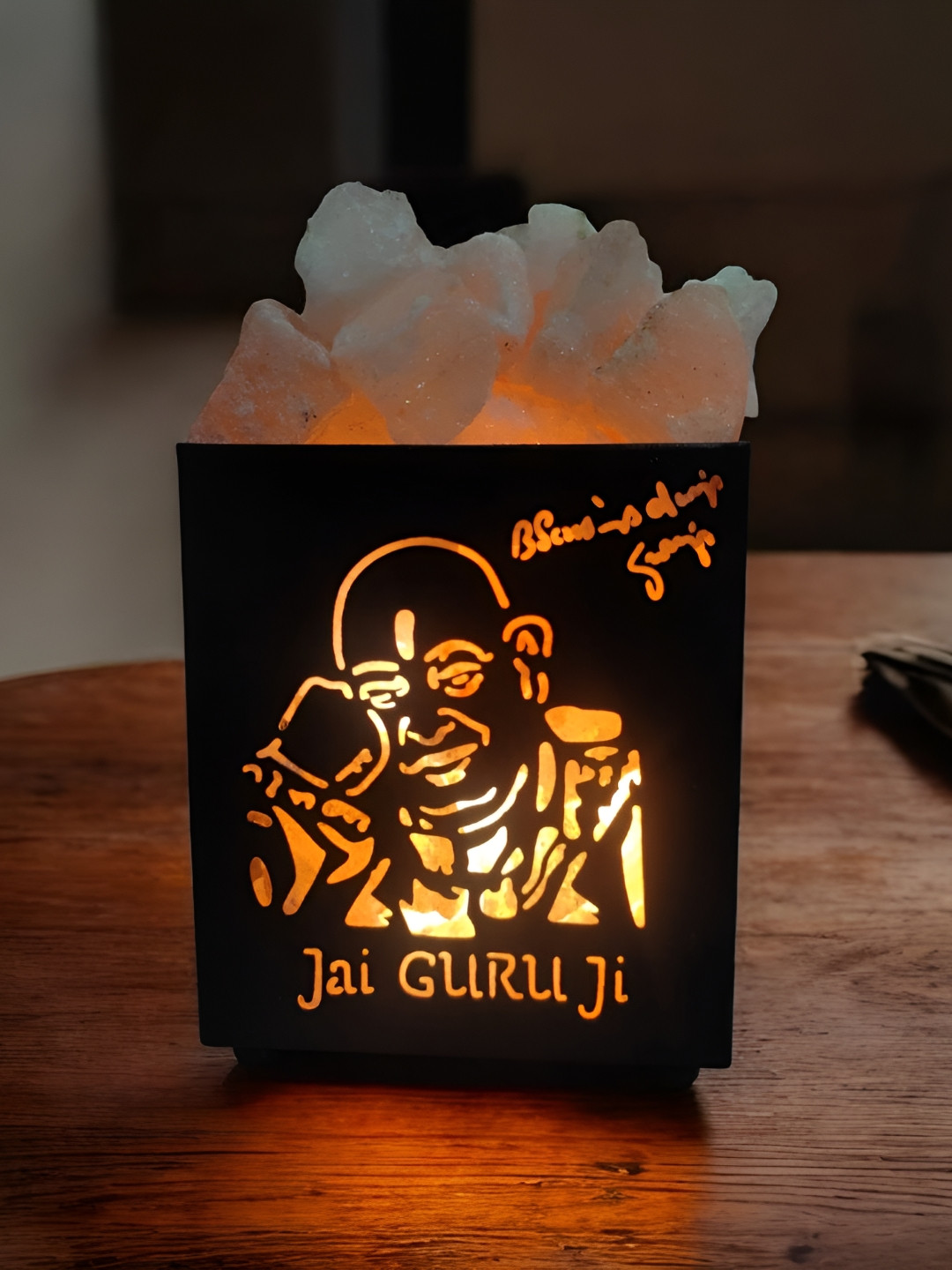GLOBAL AROMA Brown Guruji Mantra Square Table Lamp