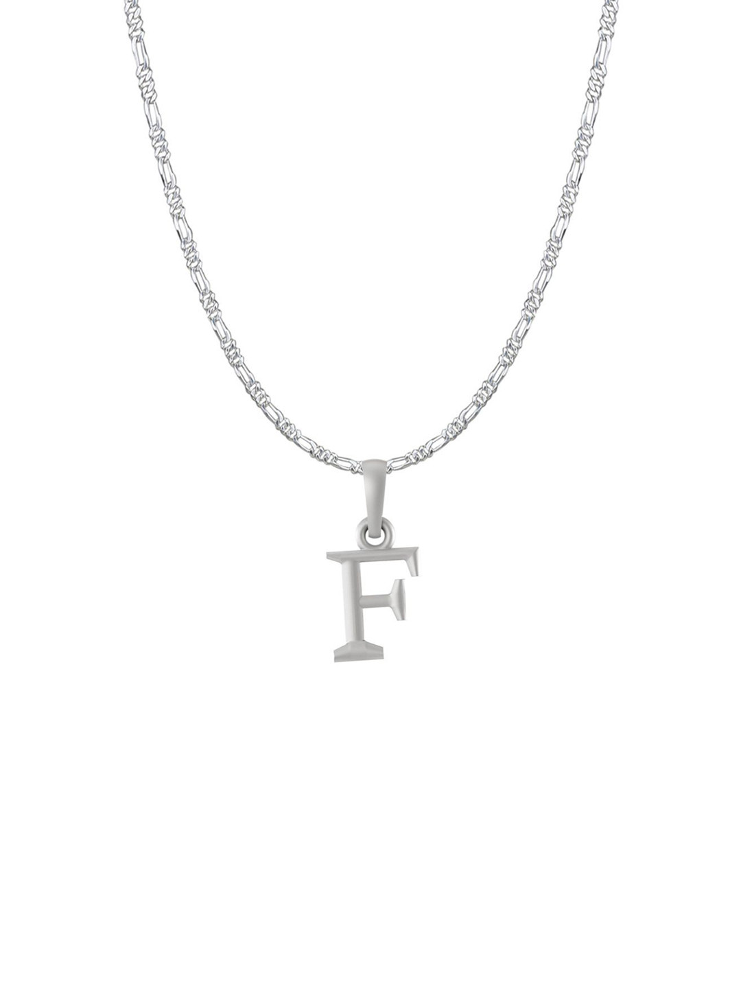 AKSHAT SAPPHIRE Men 925 Sterling Silver F Alphabet Pendant with Figaro Chain