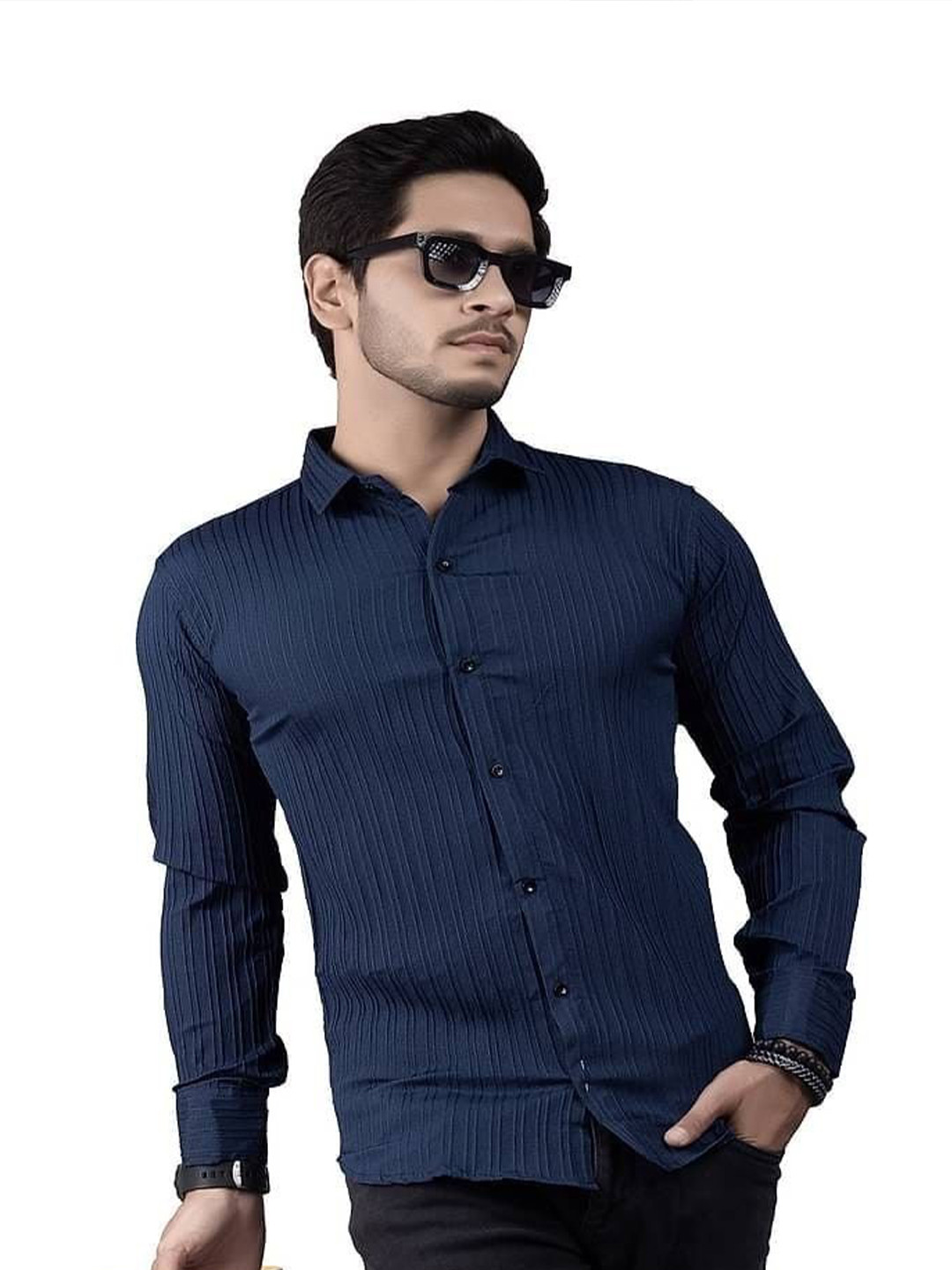 OQUENT Popcorn Standard Striped Casual Shirt