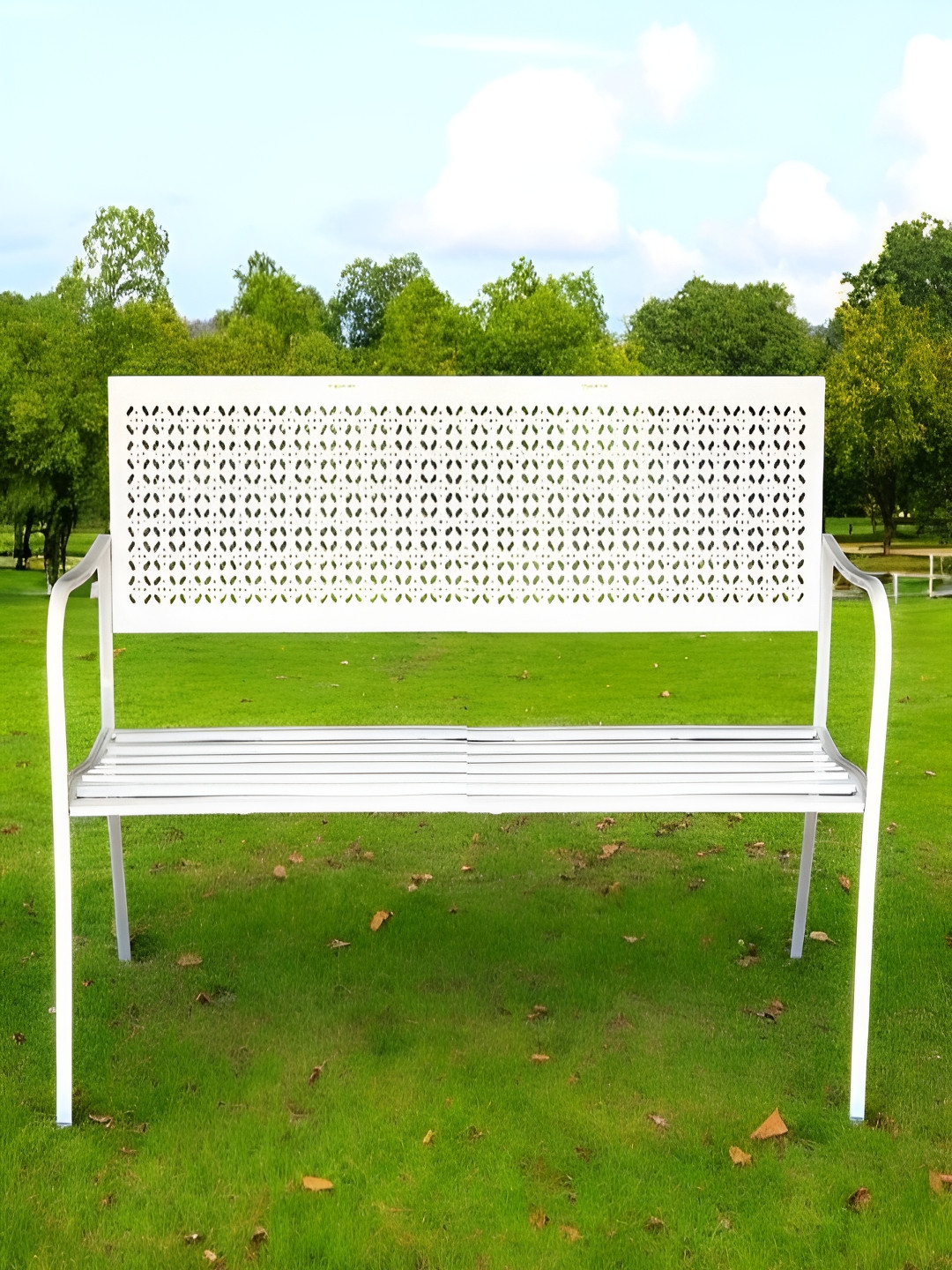 ecofynd White 3 Seater Garden Bench