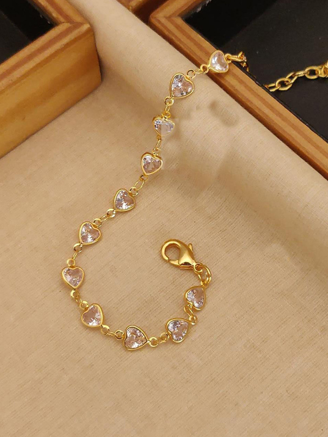 DIMIKI Gold-Plated American Diamond Charm Bracelet