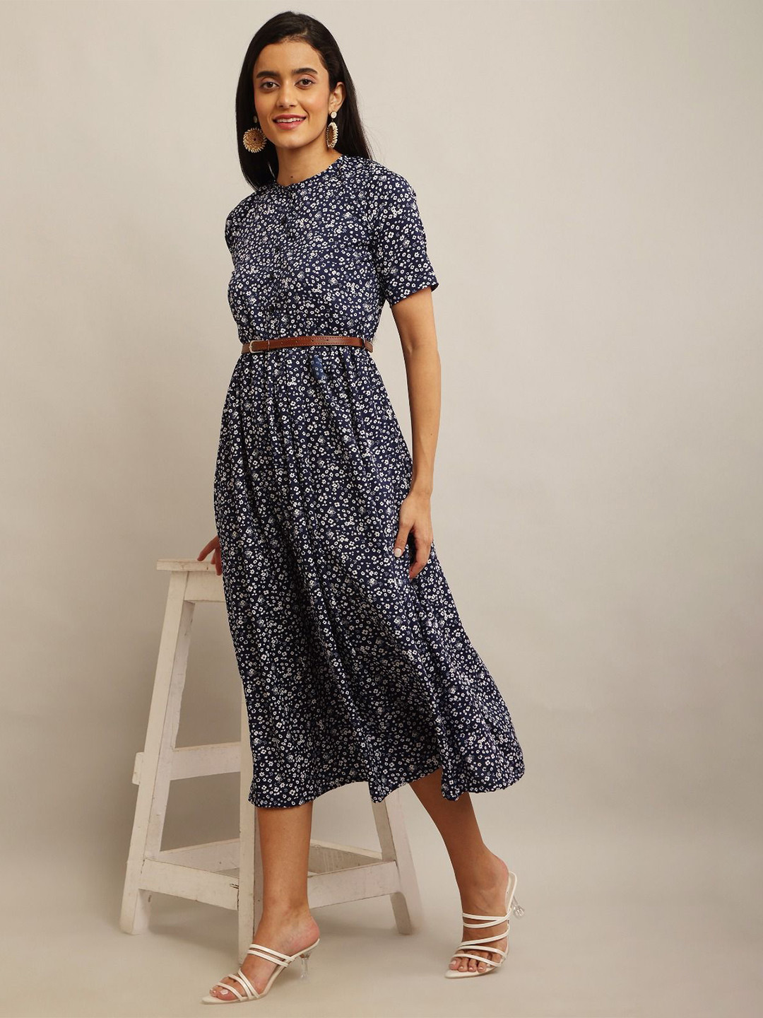 Mast & Harbour Women Floral Printed Fit & Flare Midi Dress
