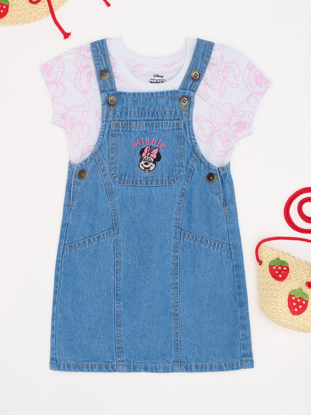 Pantaloons Baby Dungarees With Printed Top