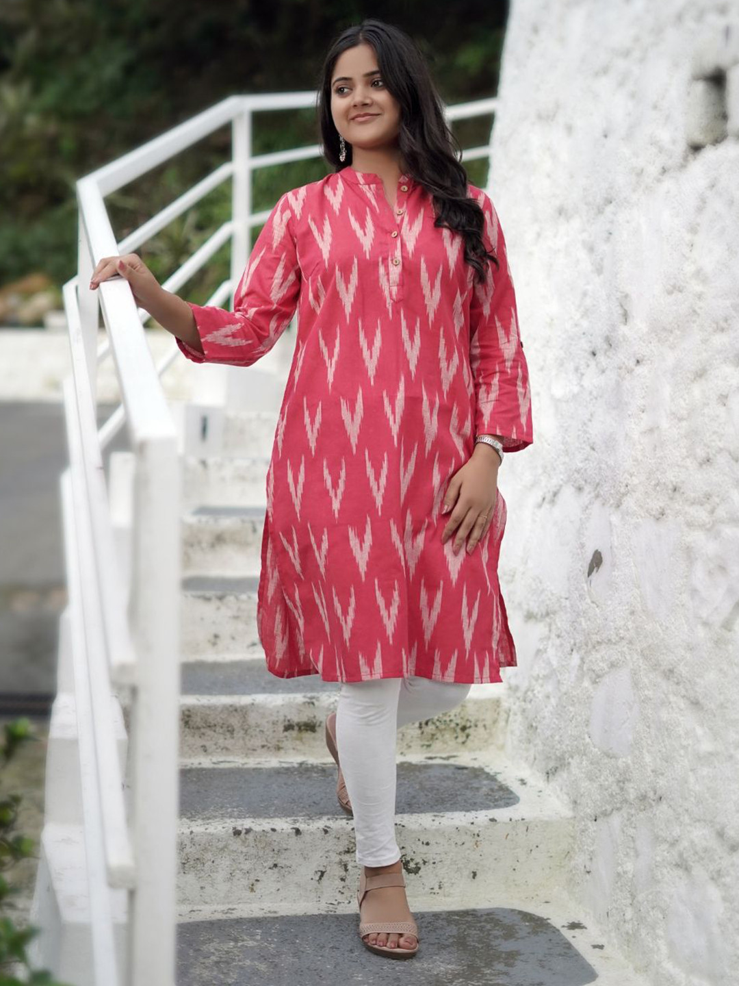 Nilam India Ikat Mandarin Collar Organic Cotton Kurta