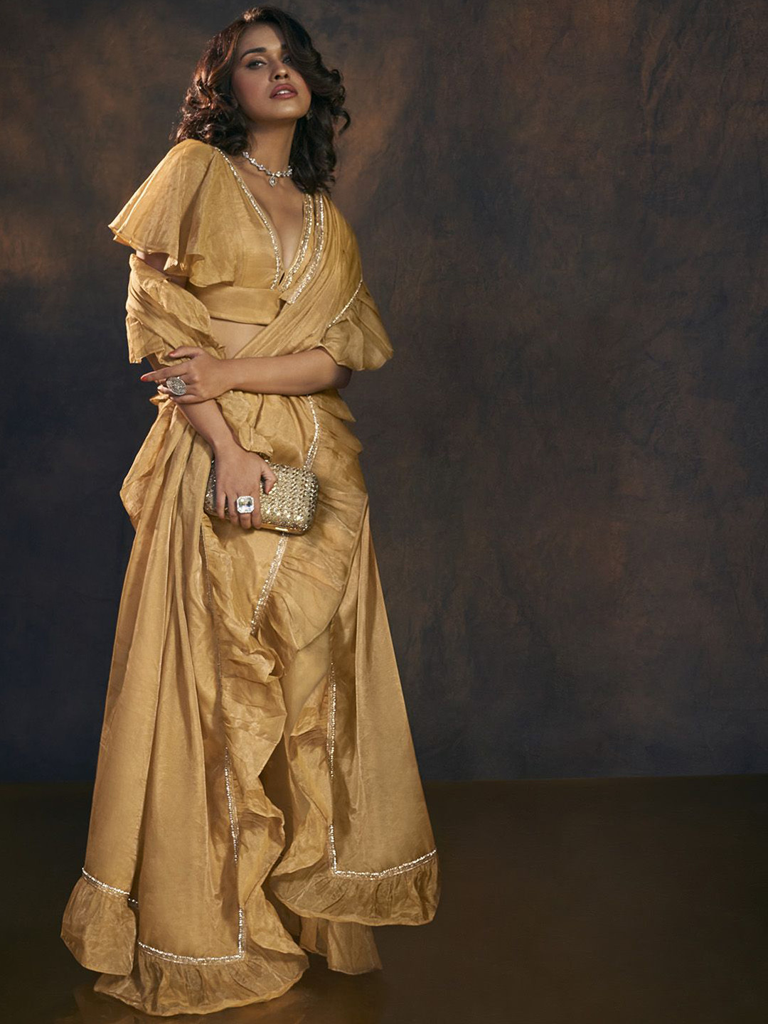 SALWAR STUDIO Tissue Tussar Saree