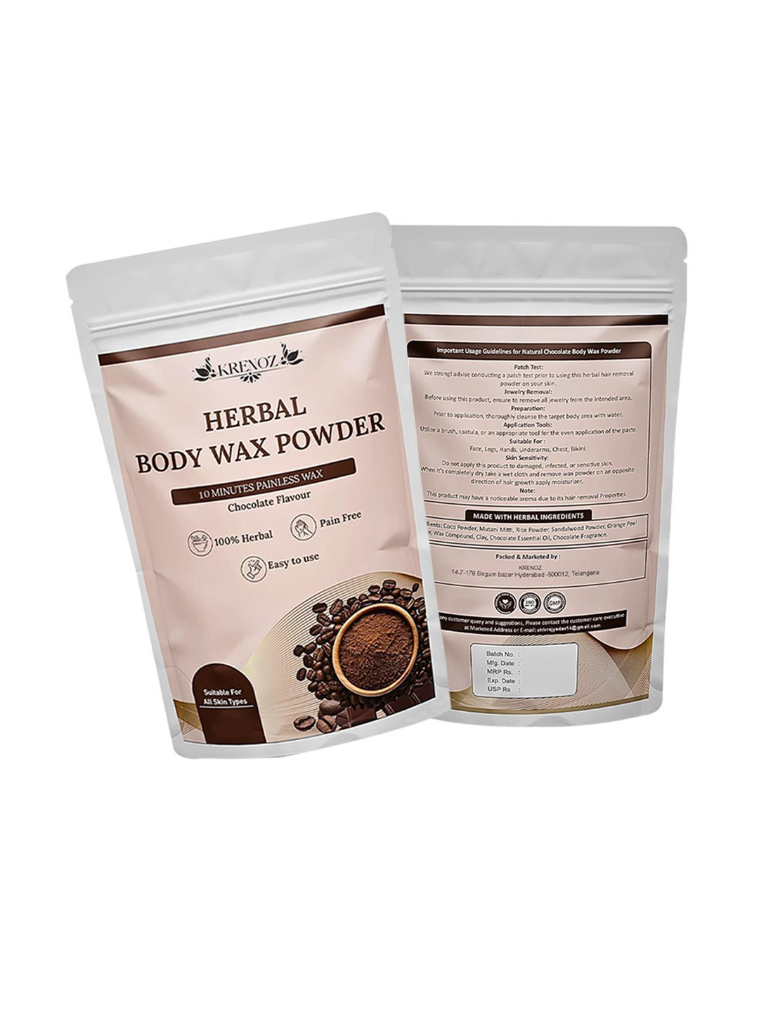 KRENOZ Herbal Wax Powder For Full Body Hair Removal & Smooth Skin - 100 g