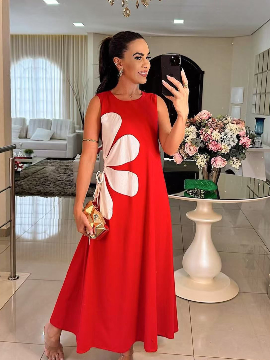 all about you Women Floral Applique A-Line Midi Dress