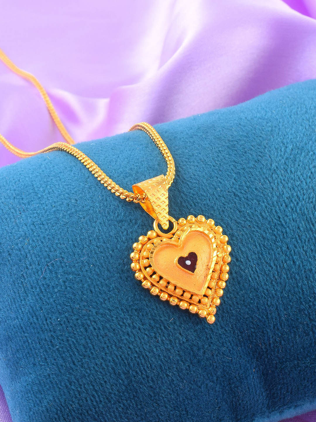 ADMIER Gold-Plated Heart Shaped Pendants with Chains