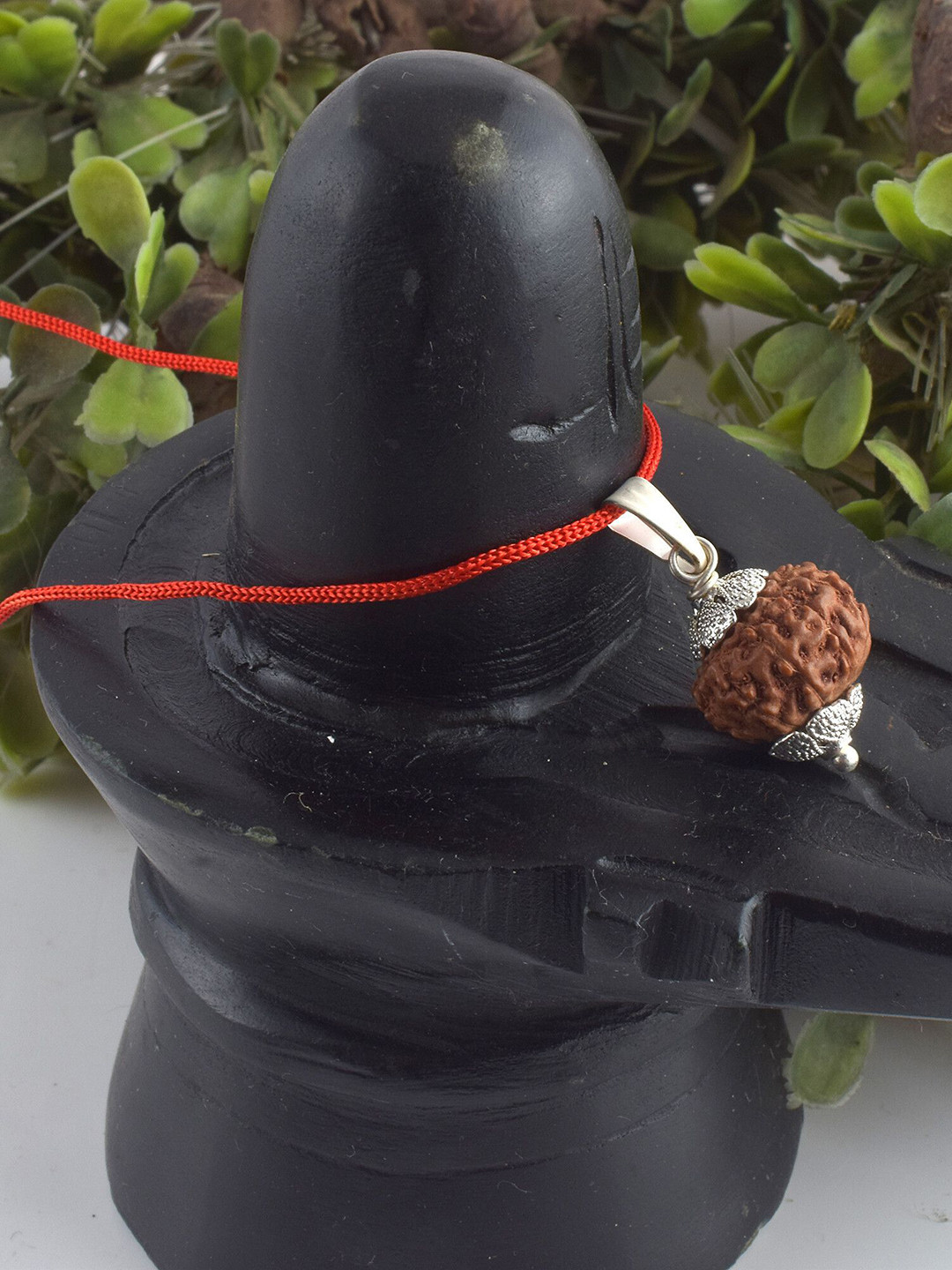 ADMIER Stainless Steel Silver-Plated Rudraksha Pendants With Chains