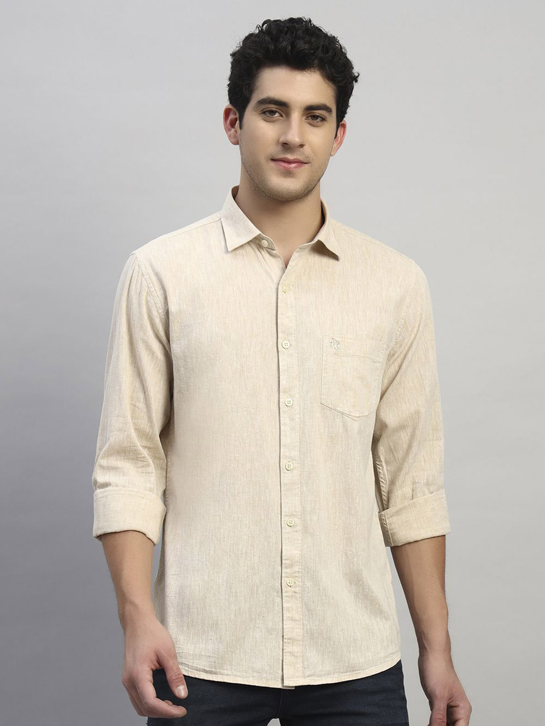 Cantabil Full Sleeves Linen Casual Shirt