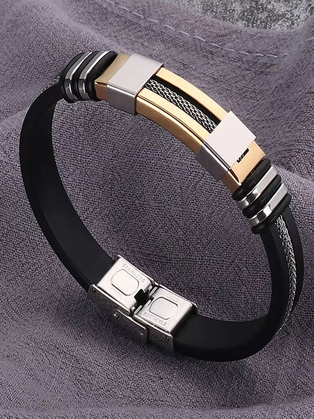 PIXFLIK Men Stainless Steel Wraparound Bracelet