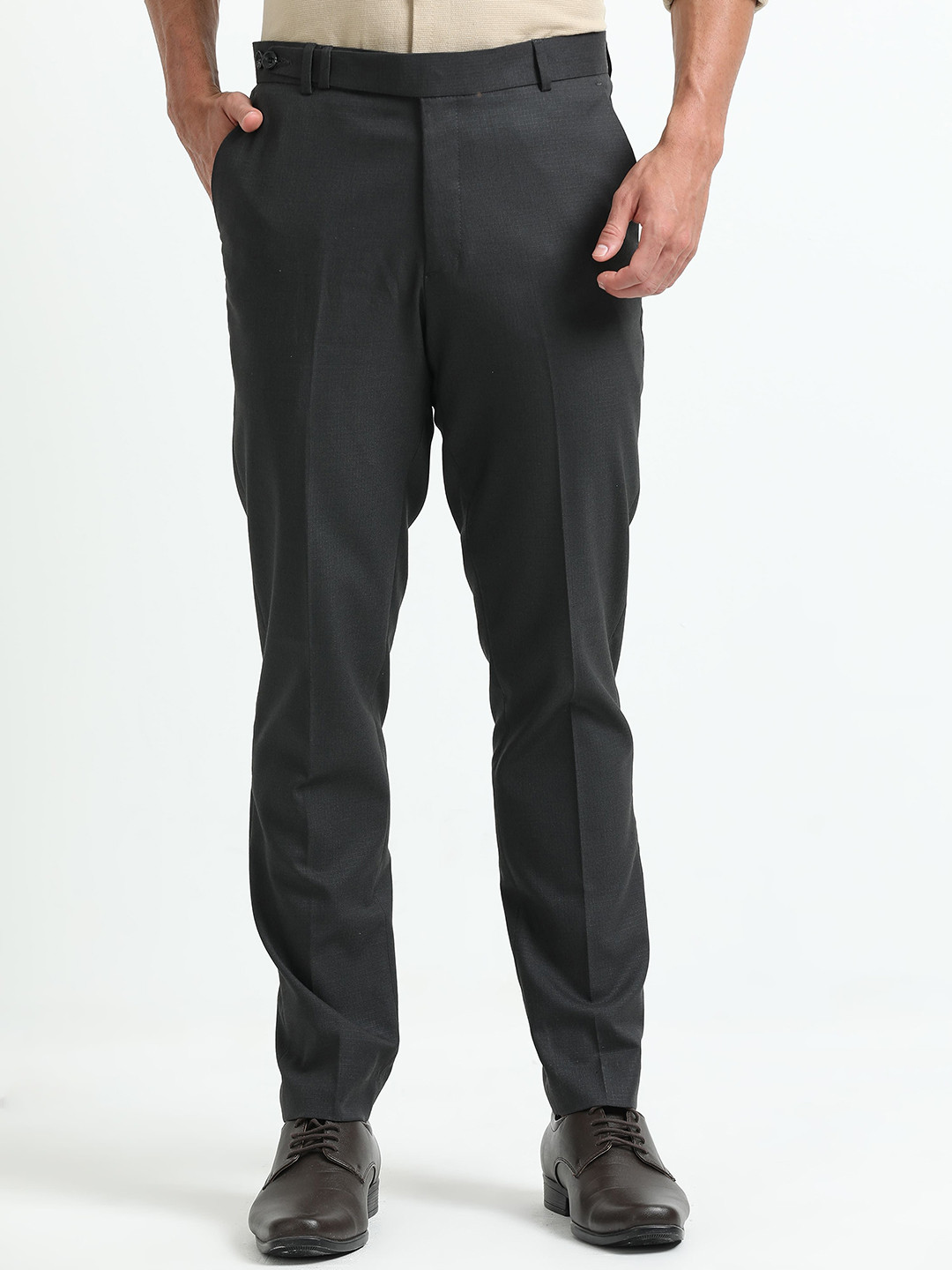 MARTIN SMITH Men Relaxed Fit Mid-Rise Formal Trousers