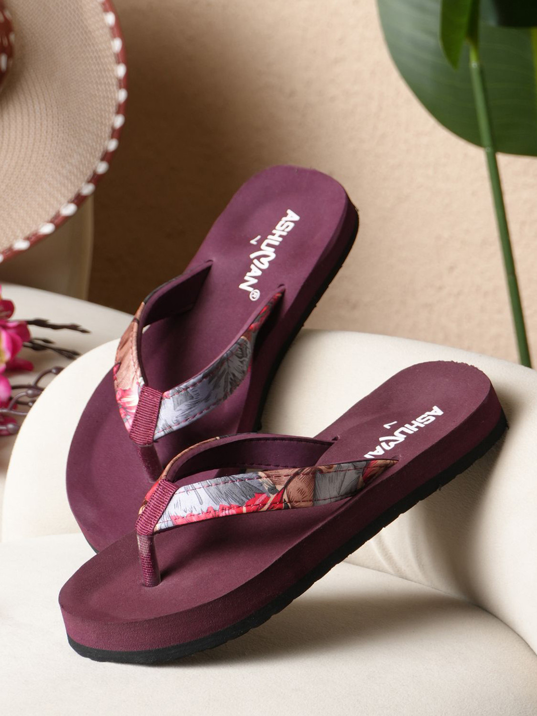 ASHUMAN Women Printed Thong Flip-Flops