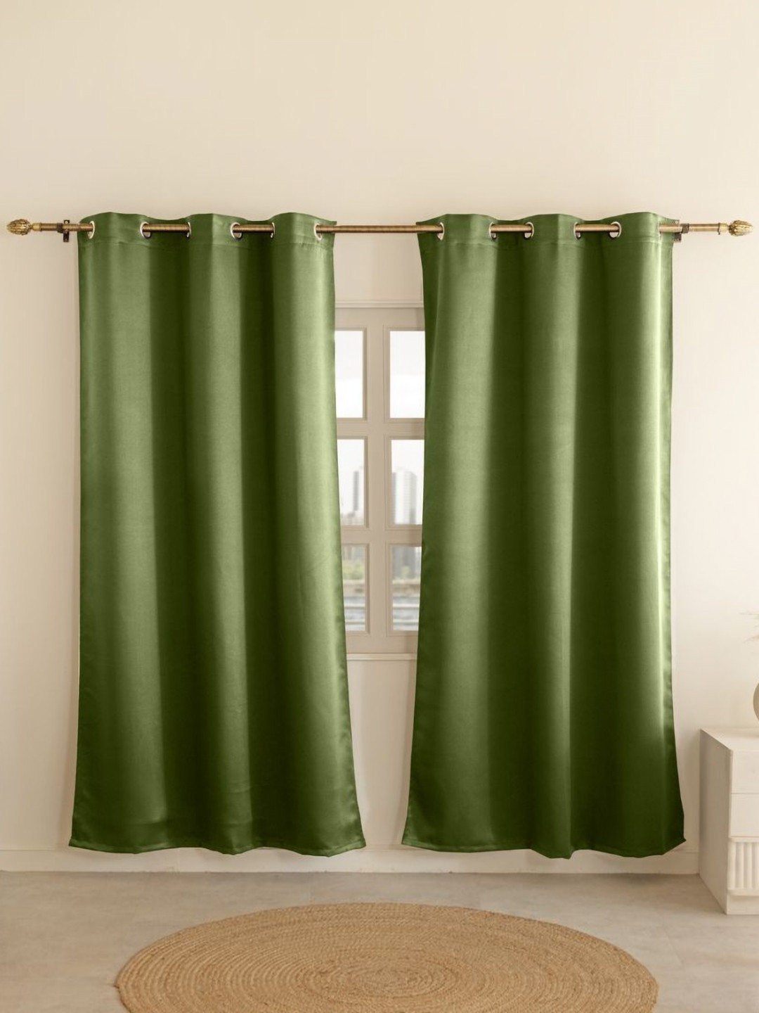 THE LINEN COMPANY Green Set of 2 Black Out Door Curtain