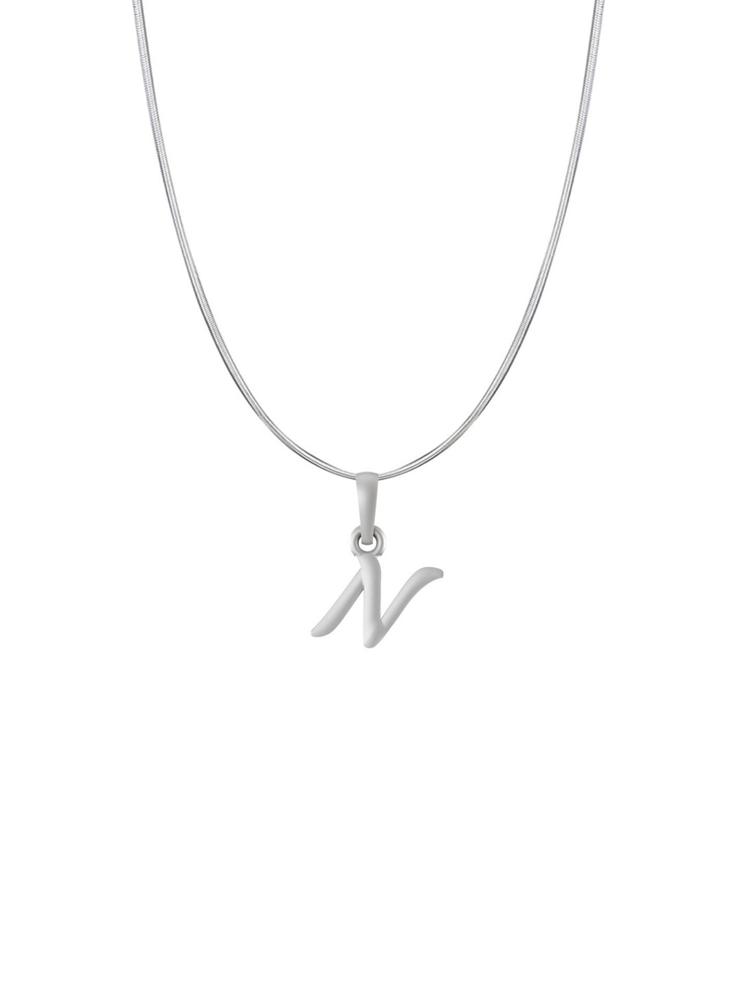 AKSHAT SAPPHIRE Men 925 Sterling Silver N Alphabet Pendant with Snake Chain