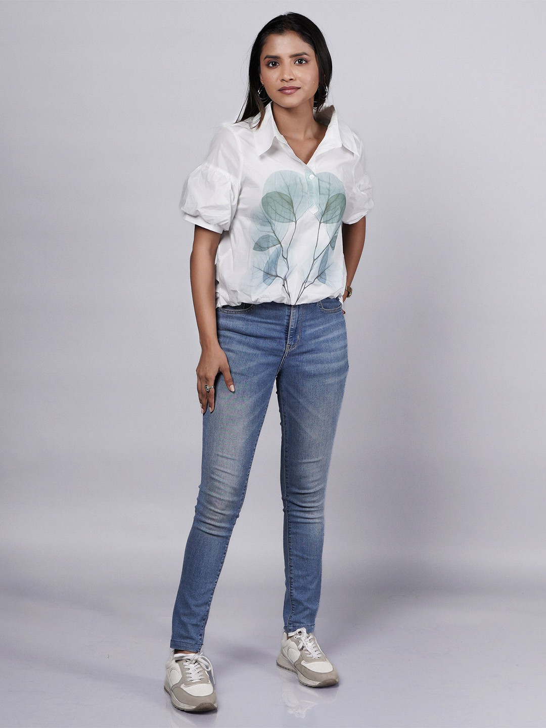 French Theory Comfort Printed Puff Sleeves Casual Shirt