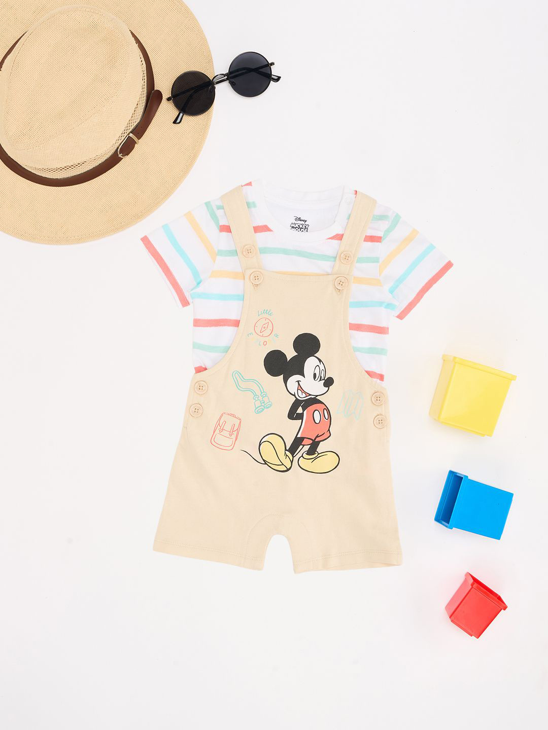 Pantaloons Baby Striped T-Shirt With Dungarees