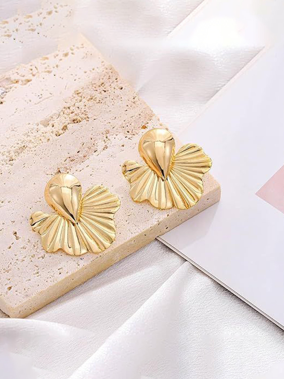 HOUSEOFTRENDZZ 18k Gold-Plated Stainless Steel Contemporary Studs